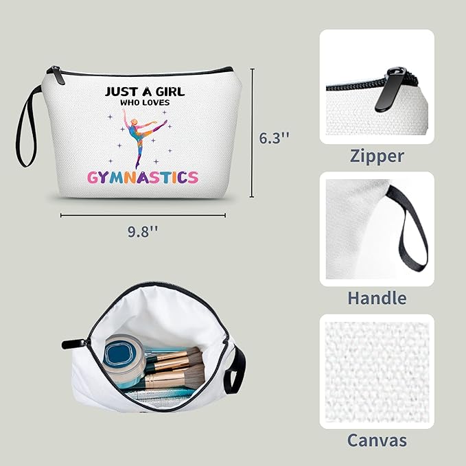 ARIOSEY Gymnastics Gifts for Girls, Zipper Makeup Bag Cosmetic Pouch