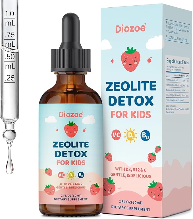 Diozoe Zeolite Detox for Kids, Gentle Wellness Support, Zeolite with Methyl B12, Vitamin D3 and C, Natural Zeolite Drops for Gut