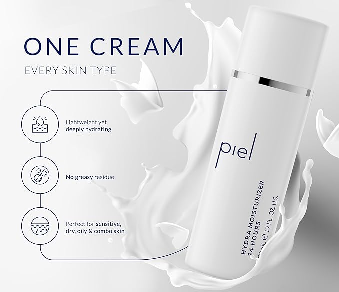 PIEL BY MIGUELINA CALDERON Hydra Moisturizer 24Hrs – Lightweight Facial Cream with Beta Glucan & Niacinamide – Moisturizer for All Skin Types – For Women & Men 50Ml /1.7 Oz