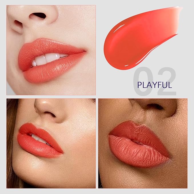 QueenDairy lip stain peel off lip gloss all day long lasting Waterproof and Transferproof lip tint - matte finish peel off lip liner (02#Playful)