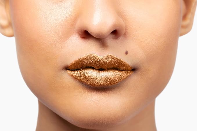 Aromi Gold Metallic Liquid Lipstick, Bronze Yellow Lip Color with Shimmery Finish (Gold Digger)
