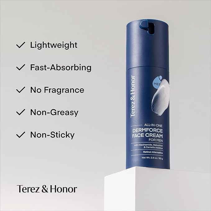 TEREZ&HONOR 6-in-1 Face Cream for Men: Korean Hydrating Anti-Aging Moisturizer with Niacinamide, Bakuchiol & Caffeine – Hydrates, Smooths & Helps Reduce Wrinkles, Dark Circles & Eye Bags – 2.8oz / 80g