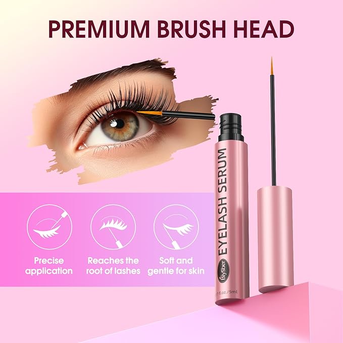Lash Serum for Eyelash Growth: Rapid Eyelash Growth Serum with Advanced Formula for Longer, Thicker, Fuller Looking Lashes (Pink, 5 ML)