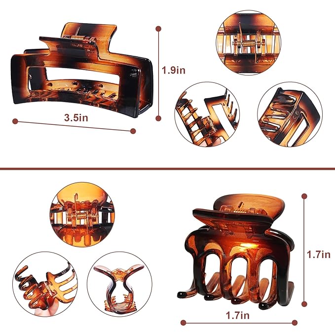 SMKSL 8 Pcs Hair Clips for Women, Medium Small Claw Clips for Thin Thick Curly Hair, Strong Hold & Non-Slip Jaw Clips, Stylish Hair Accessories Ideal Gifts for Women Girls (Transparent)