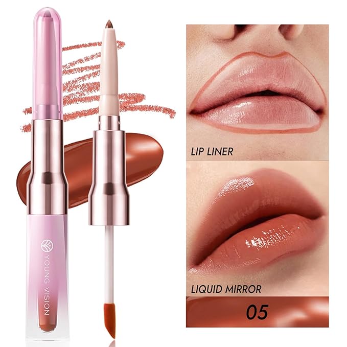 Mrettick 3 PCS Lip Liner and Lip Stain Combo Set, High Pigmented Long Lasting Velvet Lip Tint, Well-Defined Lipliner, Weightless Waterproof Not Animal Tested, Matte Finish Makeup