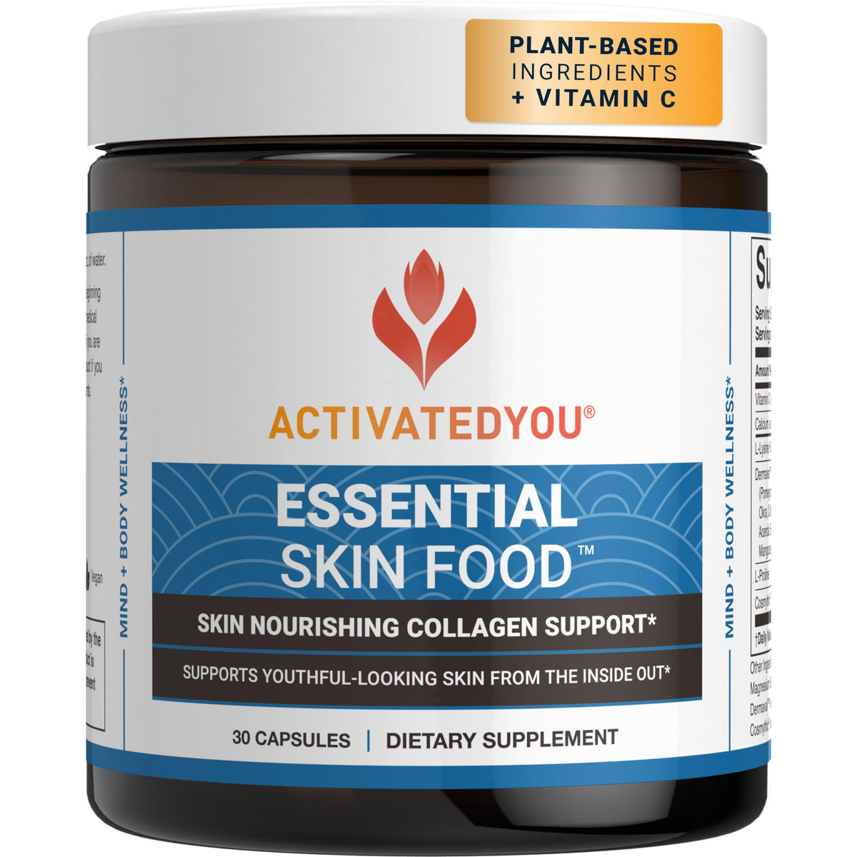 ACTIVATEDYOU Essential Skin Food, Collagen Support Supplement, 30 Capsules