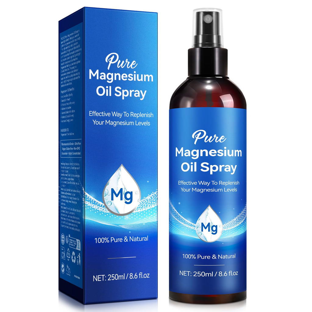 Magnesium Oil Spray 8.6Fl Oz, Pure Magnesium Spray for Feet, Body and Skin, Topical Mg Oil, Easy to Absorb