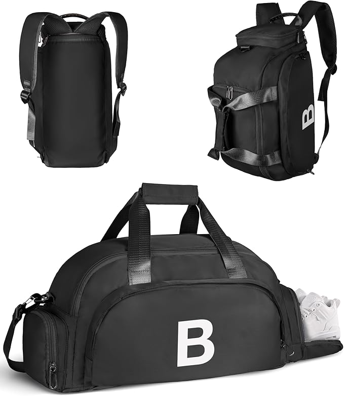 Vogewood Initial Gym Bag with Shoe Compartment, 7 8 9 10 Year Old Boy Gifts