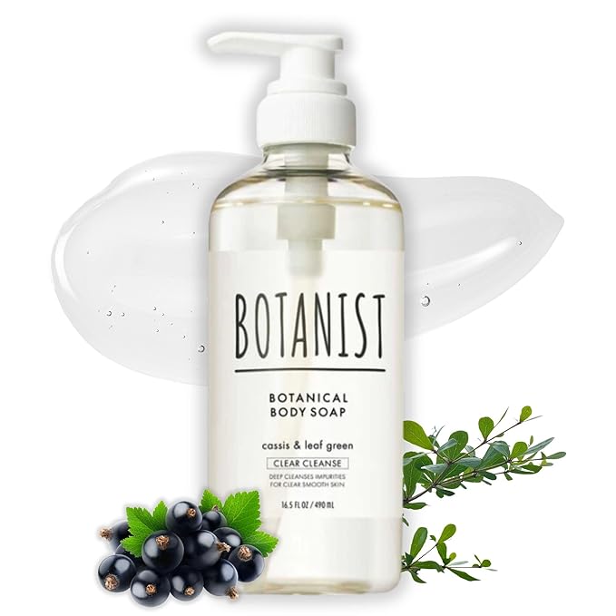 BOTANIST Sensitive Skin Body Wash Natural Ingredients, Organic Shower Gel for Family, Hypoallergenic Body Wash for Dry Skin with Shea Butter& Aloe Vera, Sulfate Free from Japan 16.5Fl Oz CASSIS & LEAF