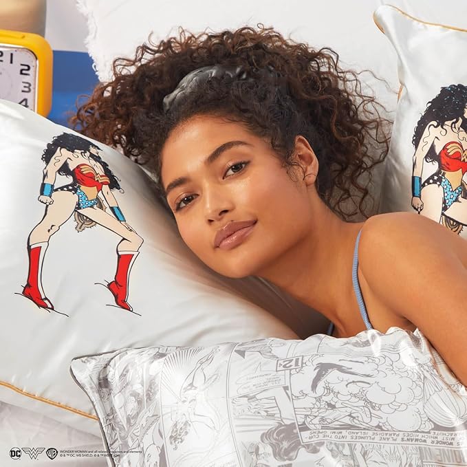 Kitsch x Wonder Woman Satin Pillowcase, Size 19x26 - Believe in Wonder