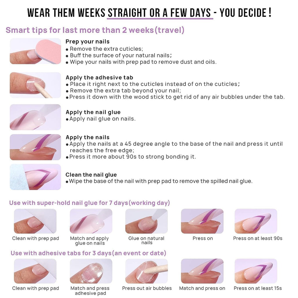 BTArtbox Press On Nails, Lotus Glazed, Short Square, Pink Chrome, 32Ct