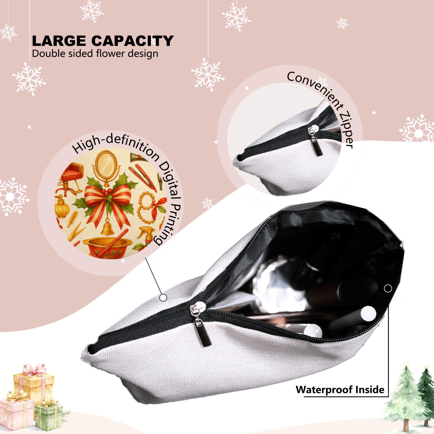 EKGJW Chrisamas Hairstylist Gifts Women Makeup Bag Make Up Bag, Cosmetic Bags for Hairstylists, Hairdresser Gifts for Cosmetology Student Teen Girls