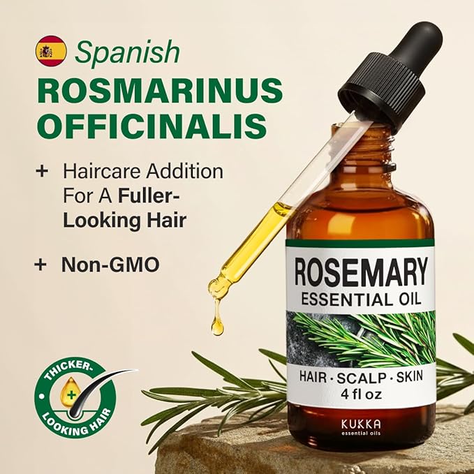 100% Pure Rosemary Oil - 4 Fl Oz Rosemary Essential Oil for Hair, Skin, Diffuser, Aromatherapy & DIY Soap Making Scent
