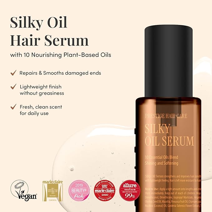 CURLYSHYLL Silky Oil Serum, Lightweight Non-Greasy Hair Oil for Frizz, 70ml