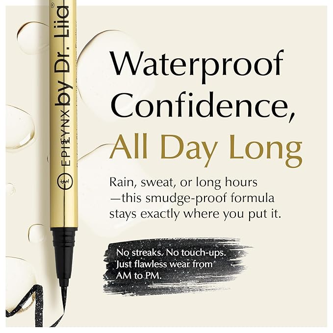 EPILYNX Liquid Eyeliner, Waterproof Vegan, Shimmer Black, 2mL