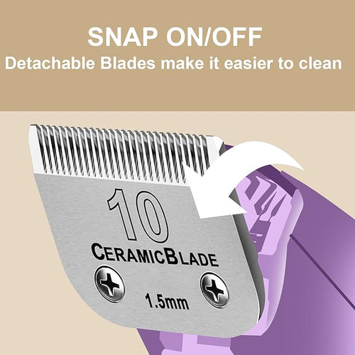 10#Dog Grooming Ceramic Blade sets,Compatible with Andis/Oster A5/Wahl 10KM