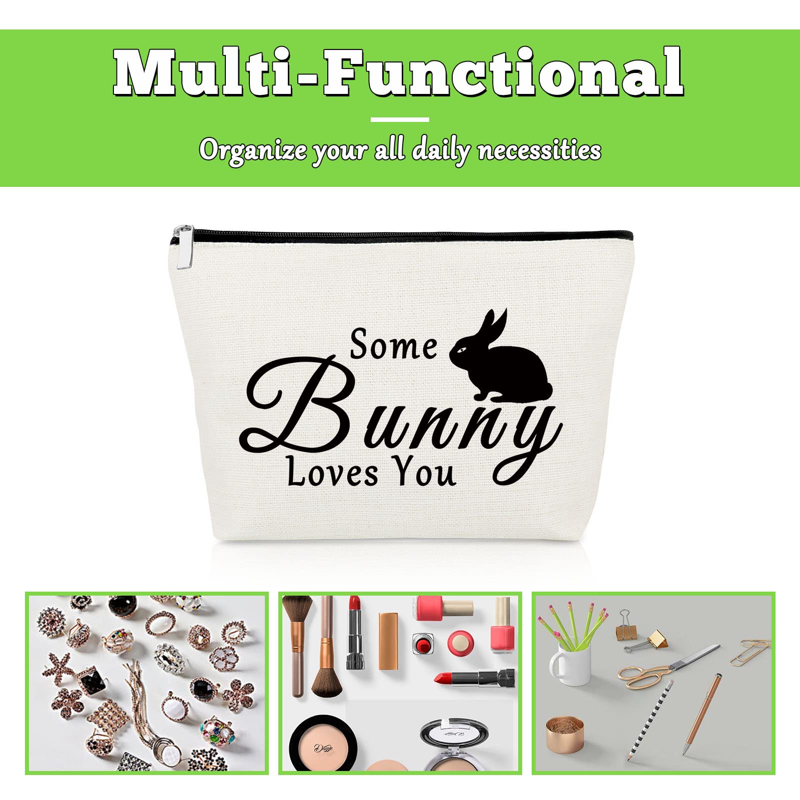 Bunny Lovers Gifts Makeup Bag Bunny Gifts for Women Rabbit Lover Animal Lover Presents for Bunnie Mom Cosmetic Bag Rabbit Presents for Girls Friends Sister Christmas Birthday Travel Cosmetic Pouch