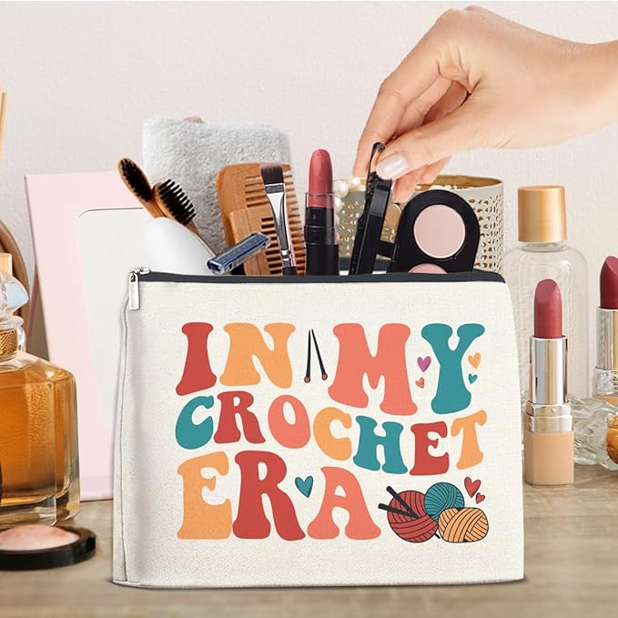 FYDHQSS Crochet Gifts Accessories for Women Crocheters Makeup Bag