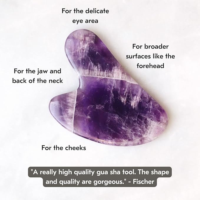 Mount Lai - The Amethyst Trio Calming Facial Set | Amethyst Face Roller and Gua Sha Set | Gua Sha Tools to Relieve Muscle Tension and Reduce Puffiness | Anti Aging Skin Care Sets for Women