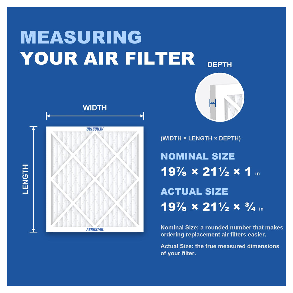 Aerostar Air Filter 19 7/8 x 21 1/2 x 1 MERV 8 Furnace Filter, 12 Pack