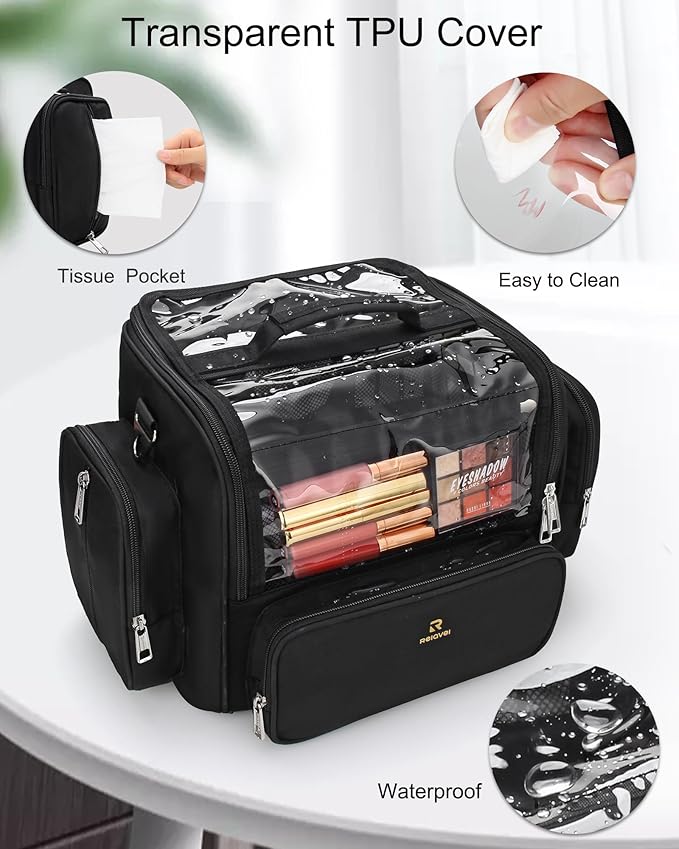 Makeup Brush Bag, Extra Large Clear Makeup Brush Holder for Makeup Artists