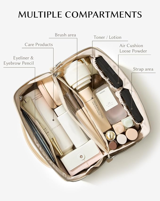 EACHY Personalized Makeup Bag, Travel Cosmetic Bags for Women with Zipper & Handle, Christmas or Birthday Gift for Mom, Wife and Friends