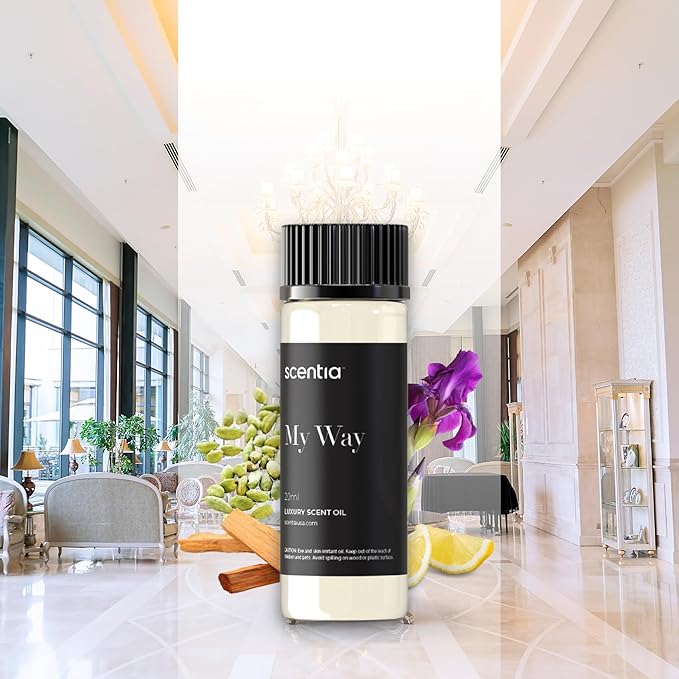 Scentia Miami One (My Way) Aromatherapy Oil for Diffuser – Hotel Scent Inspired by 1 Hotel Miami Beach – 20 mL – Lemon, Sandalwood & Cedar Natural Fragrance Oil for Waterless & Cold Air Diffusers