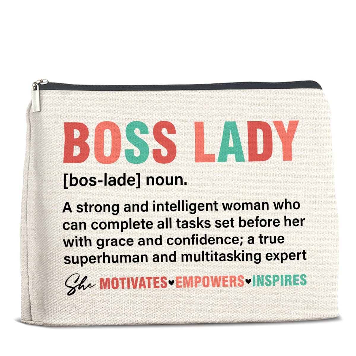 UPNEGE Boss Lady Gifts for Women - Female Boss Lady Makeup Bag with Zipper Closure