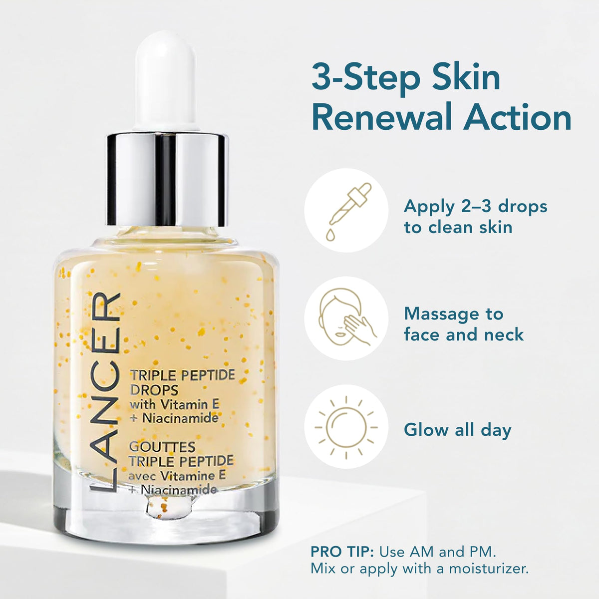 Lancer Skincare | Triple Peptide Drops | Peptide Serum | 1fl oz