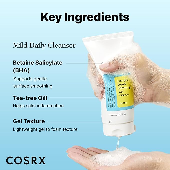 COSRX Low pH Good Morning Gel Face Cleanser, Gentle Face Wash, 5.07 fl oz