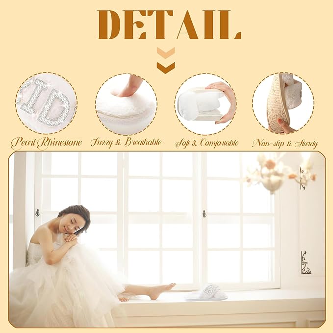 Kovewon Bridal Shower Gifts, Bride to Be Letter Makeup Bag with Pearl Rhinestone Fuzzy Bride Slippers Wedding Engagement Gifts for Her, Bachelorette gifts