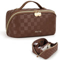 Prite Makeup Bag Travel Toiletry Bag Open Flat Cosmetic Organizer for Women