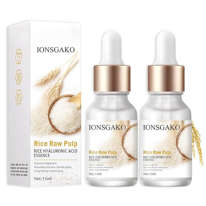 IONSGAKO Crema De Arroz para La Piel De Cara Y Cerrar Los Poros,Serum,2PCS