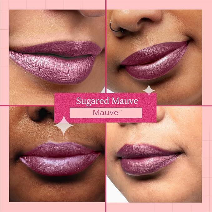 Aromi Sugared Mauve Metallic Liquid Lipstick - Raspberry, Mulberry Shade