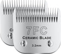 colorski 7FC# Detachable Pet Dog Grooming Clipper Ceramic Blade,Compatible with Andis Size 7FC Cut Length 1/8”(3.2mm),Compatible with andis/wahl/Oster Dog Clippers 2PCS