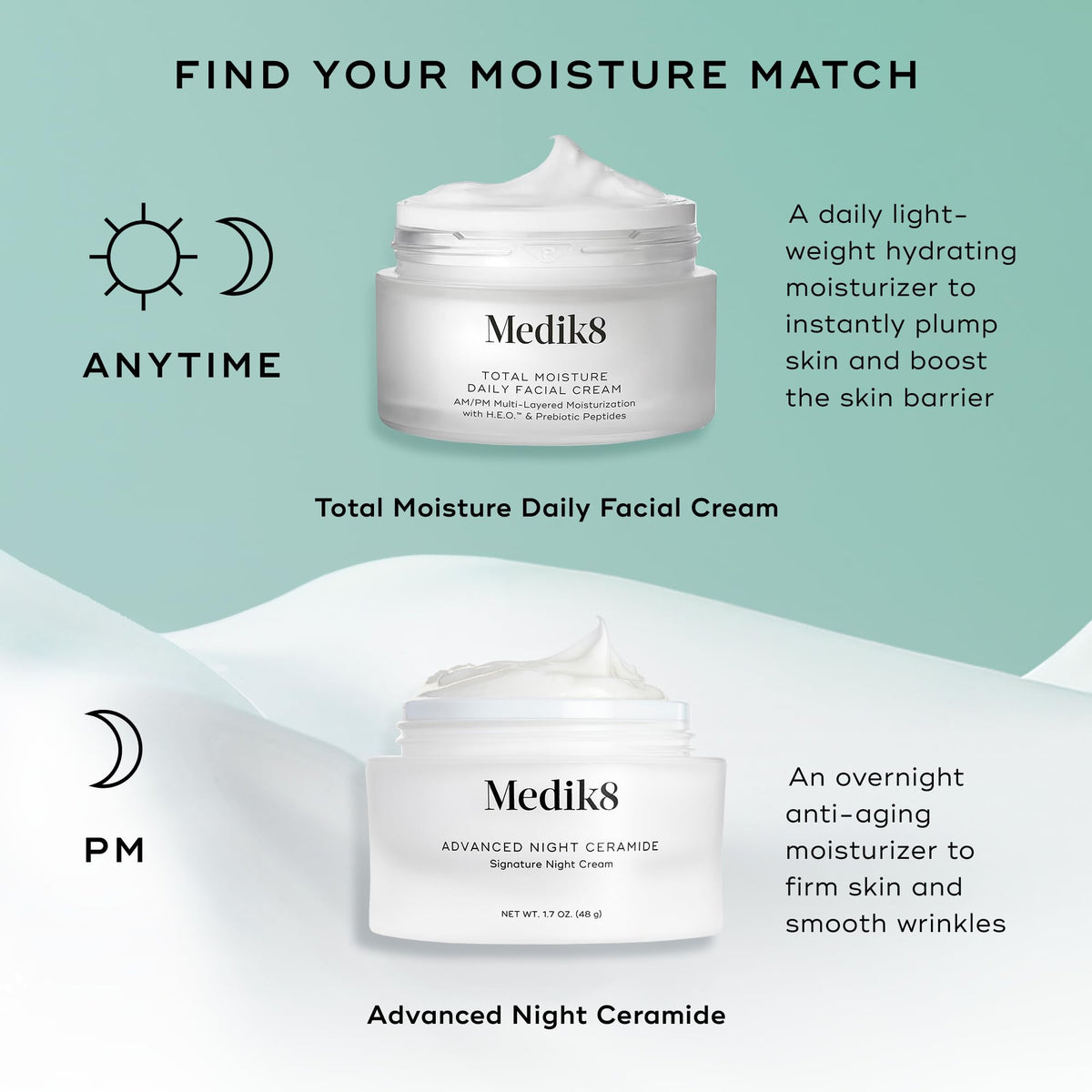 Medik8 Total Moisture Daily Facial Cream - Hydrating Peptide Face Moisturizer with Hyaluronic Acid - Face Cream Supports Skin Barrier - 1.6 oz
