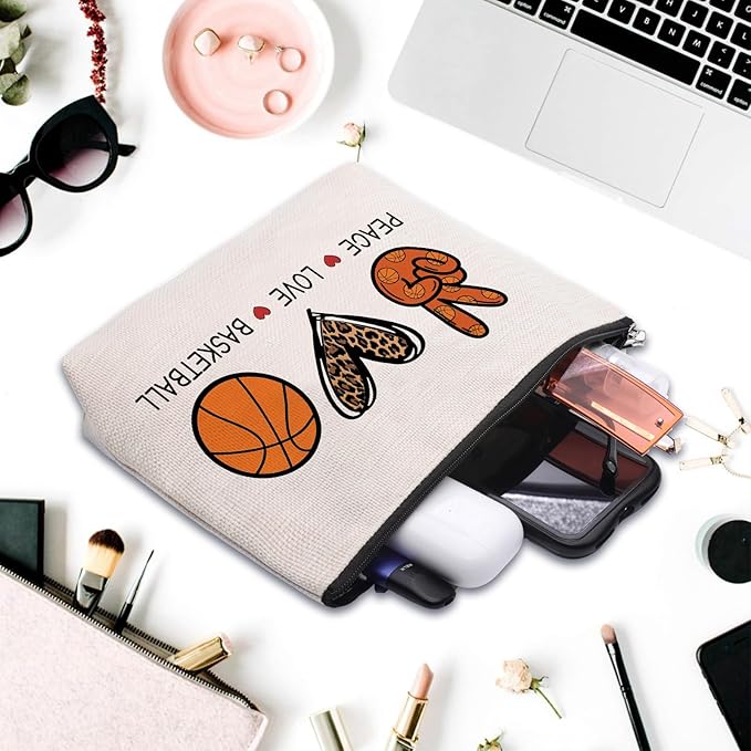 CEASQVAA Basketball Gifts for Women - Cosmetic Bag Gifts for Players, Fans & Friends - Travel Makeup Pouch