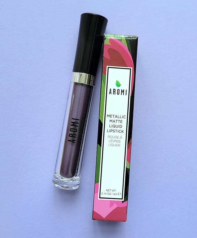 Aromi Silver Plum Metallic Liquid Lipstick, Dark Violet Shade