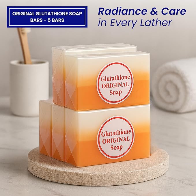 Relumins Glutathione + Kojic Acid Soap Bars Whitening and Darkspot Corrector - Deep Cleansing & Hydrating Soap for Refreshed Skin Perfect - Gentle Exfoliating Formula - 135g x 5 Bars