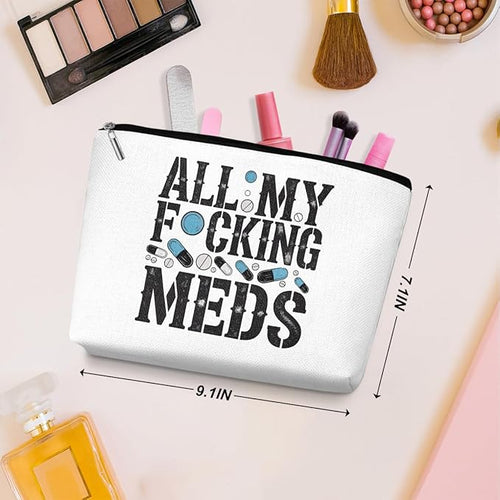 2 Pcs Medicine Makeup Bag, Travel Makeup Case Cosmetic Bags for Women Girls