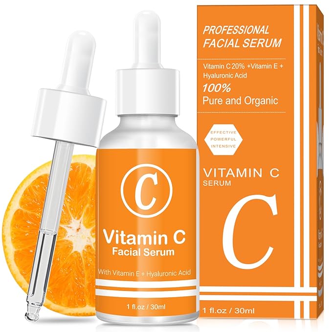 Premium 20% Vitamin C Serum for Face with Vitamin E, Sodium Hyaluronate - Boost Skin Collagen,Hydrate & Plump Skin, Anti Aging & Wrinkle Facial Serum (Scented)