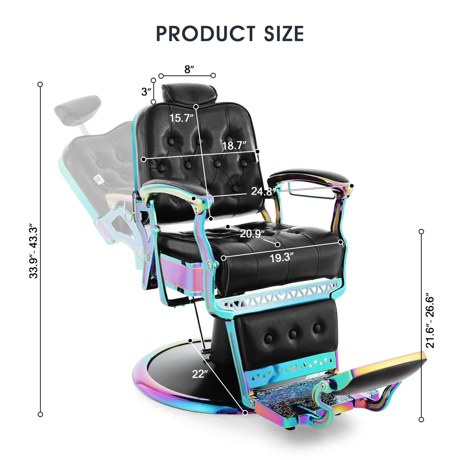 Artist hand Barber Chair All Purpose Recline Salon Chair (Laser Frame)