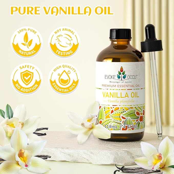 EVOKE OCCU Vanilla Essential Oil for Diffuser, Skin, Aromatherapy