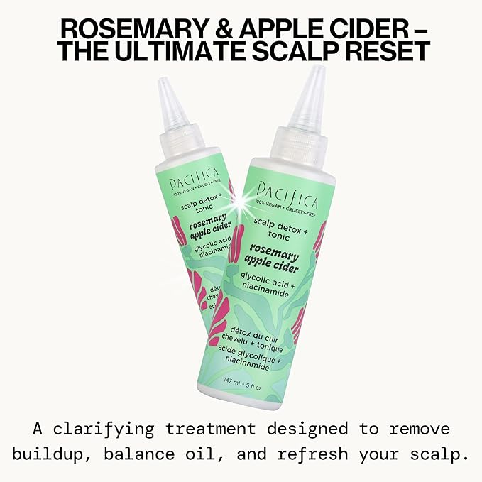 Pacifica Scalp Detox Tonic – Scalp Exfoliator with Glycolic & Salicylic Acid for Clarifying Build Up & Purifying – Infused with Rosemary to Support an Itchy, Dry Head – Vegan & Cruelty-Free – 5 oz