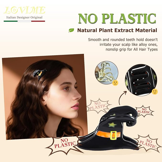 Halloween Mini Witch Hat Acetate Claw Original Cute Hair Clips for Women