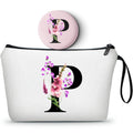 SEAMOON A-Z Womens Birthday Gifts, Initial Cute Makeup Bag with Mirror, P