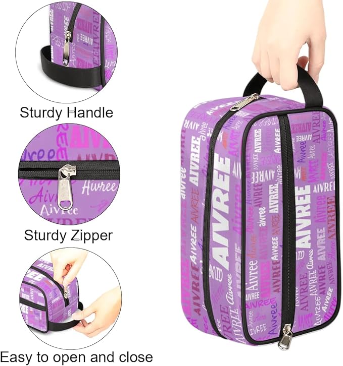 KFNHN Personalized Name Toiletry Bag, Orchid Purple Color, Colorful Names