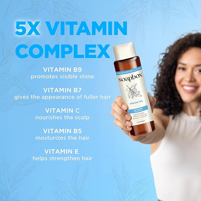Soapbox Argan Oil & Vanilla Shampoo & Conditioner Set, Leaves Hair Smooth & Controls Frizz - Clean Ingredients Free of Harsh Chemicals, Sulfates, Parabens & Silicones - 1 Liter Each