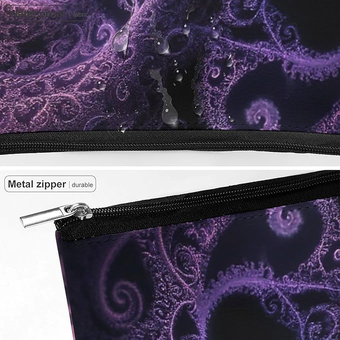 Meaudiwes Fashion Zipper Cosmetic Case, Portable Makeup Case, Personality Toiletry Bag, Trippy Abstract Purple Tie Dye Travel Cosmetic Toiletry Bag