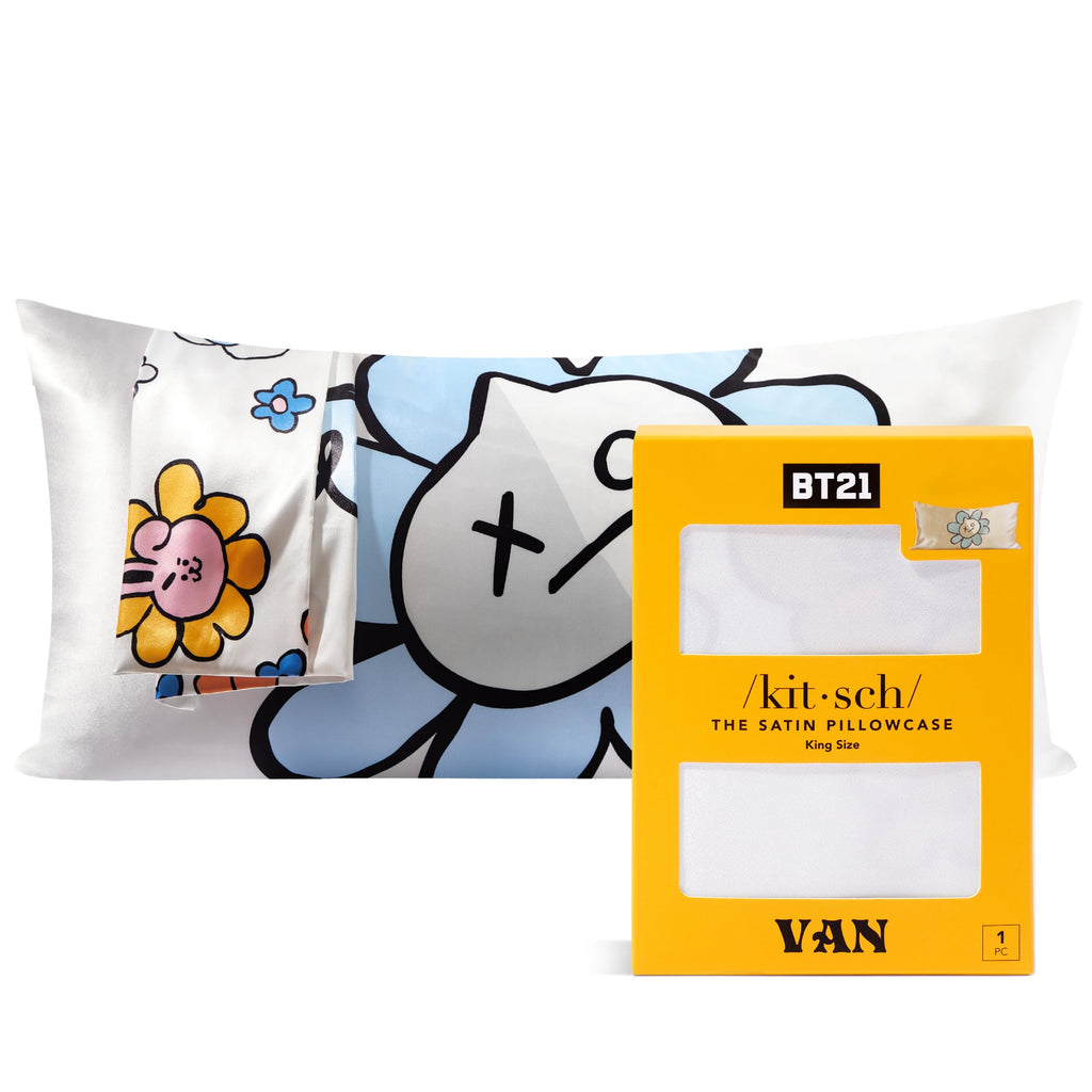 Kitsch x BT21 Satin Pillowcase with Zipper - Size 19x36, Van